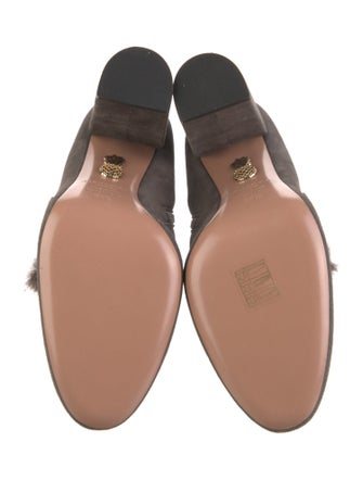 Aquazzura Suede Fur Trim Lace-Up Boots