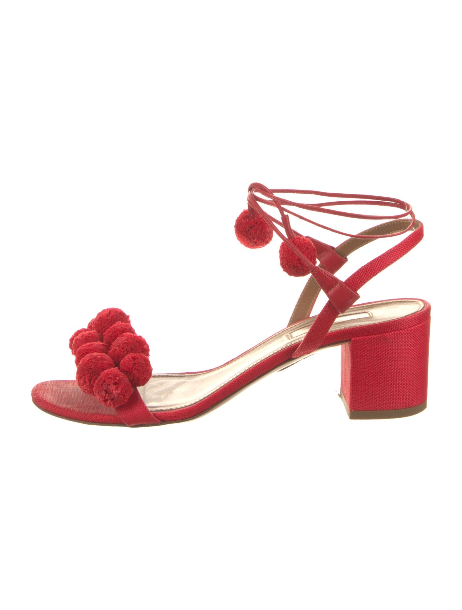 aquazzura pom pom sandals