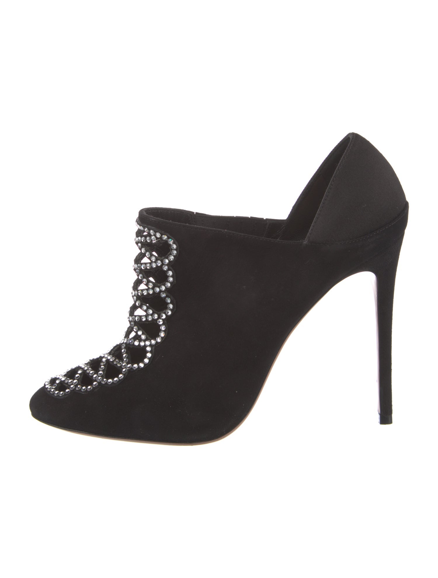 Aquazzura Suede Crystal Embellishments Mules