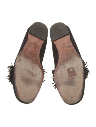 Aquazzura Suede Fringe Trim Accent Loafers