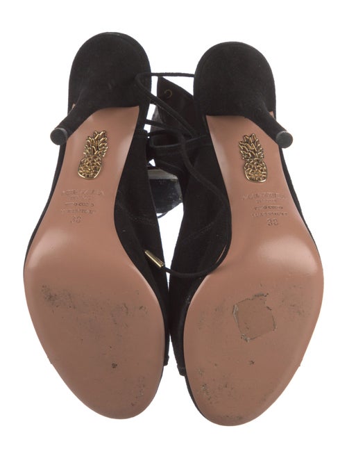 Aquazzura Suede Cutout Accent T-Strap Pumps