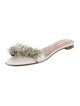 Aquazzura Leather Fringe Trim Accent Slides