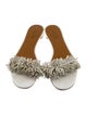 Aquazzura Leather Fringe Trim Accent Slides