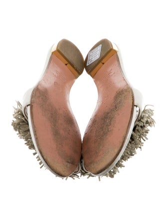Aquazzura Leather Fringe Trim Accent Slides