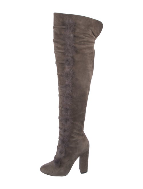 Aquazzura Suede Pom-Pom Embellishments Boots