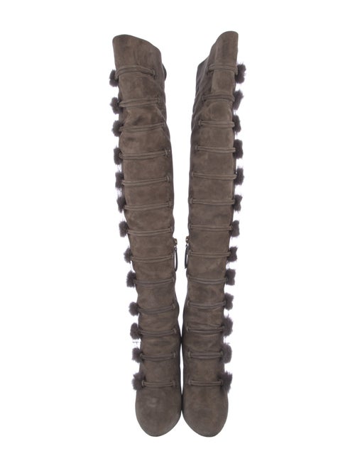 Aquazzura Suede Pom-Pom Embellishments Boots
