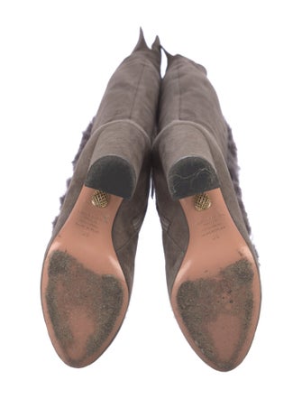 Aquazzura Suede Pom-Pom Embellishments Boots