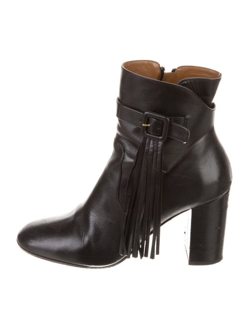 Aquazzura Leather Fringe Trim Accent Boots
