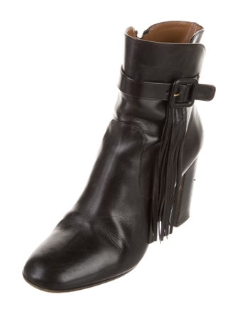 Aquazzura Leather Fringe Trim Accent Boots
