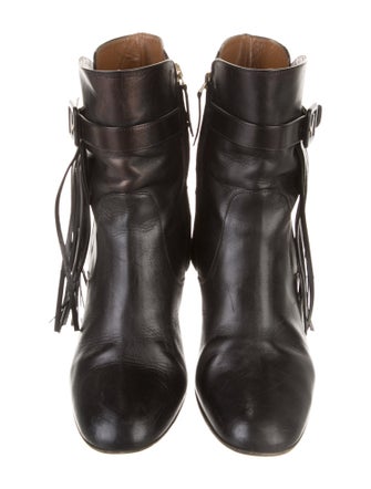 Aquazzura Leather Fringe Trim Accent Boots