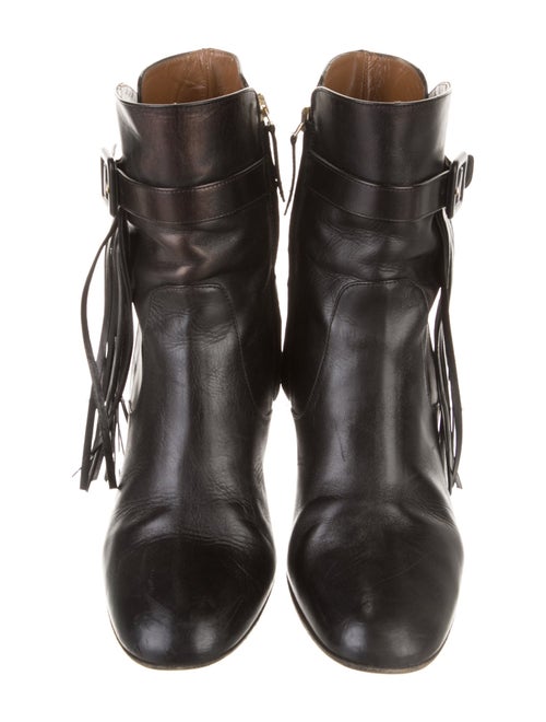 Aquazzura Leather Fringe Trim Accent Boots
