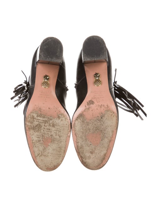 Aquazzura Leather Fringe Trim Accent Boots