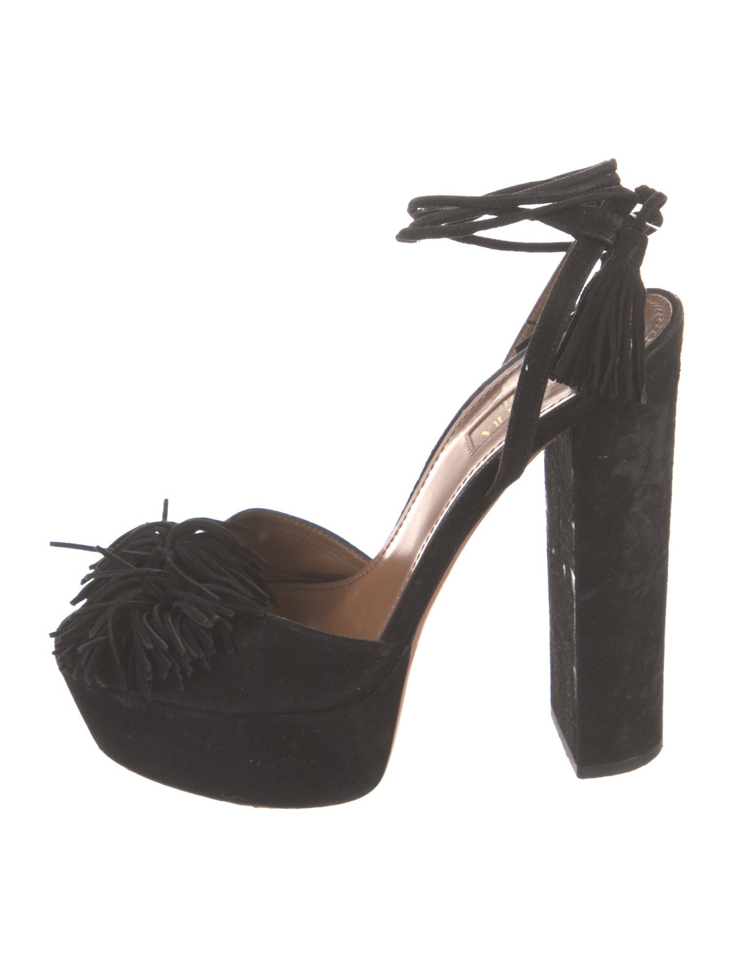 Aquazzura Suede Tassel Accents Sandals
