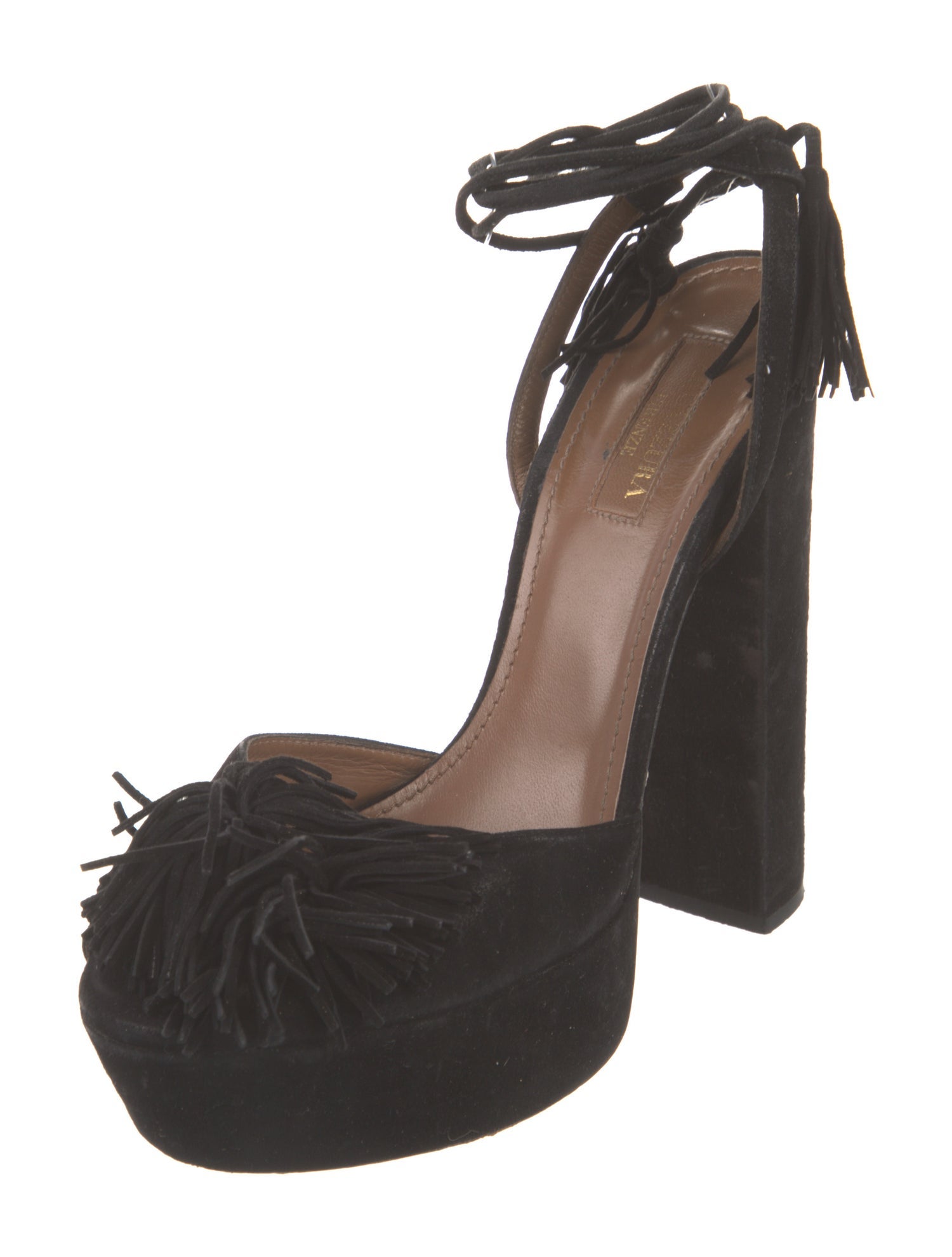 Aquazzura Suede Tassel Accents Sandals