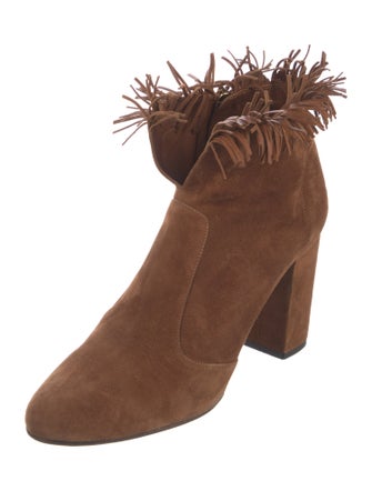 Aquazzura Suede Fringe Trim Accent Boots