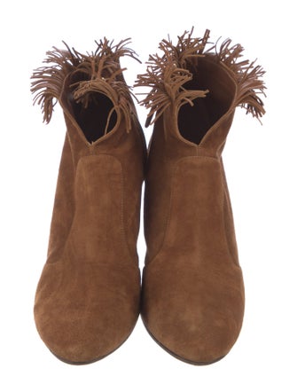 Aquazzura Suede Fringe Trim Accent Boots
