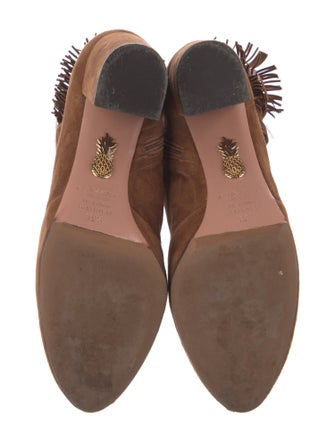 Aquazzura Suede Fringe Trim Accent Boots