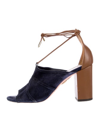 Aquazzura Suede Colorblock Pattern Sandals