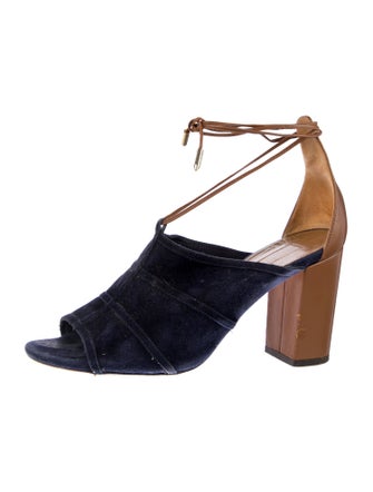 Aquazzura Suede Colorblock Pattern Sandals