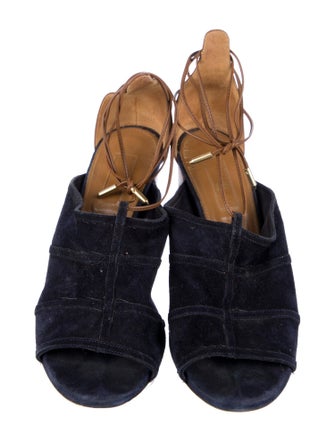 Aquazzura Suede Colorblock Pattern Sandals