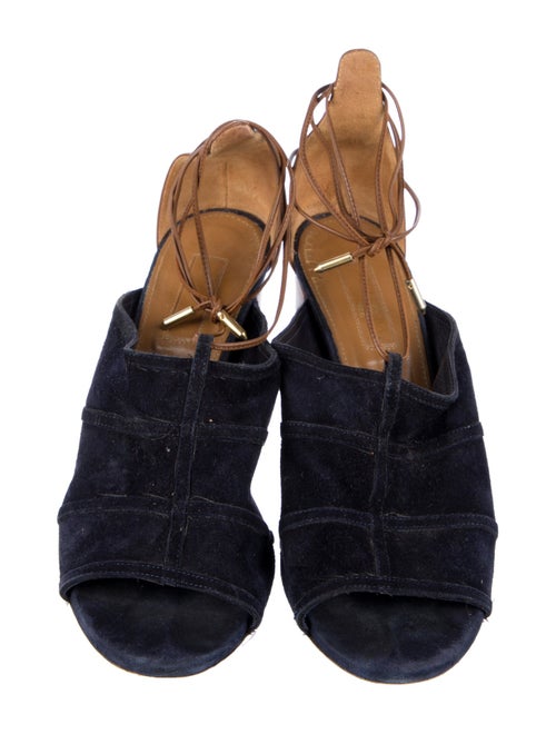 Aquazzura Suede Colorblock Pattern Sandals