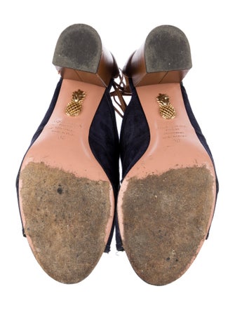 Aquazzura Suede Colorblock Pattern Sandals