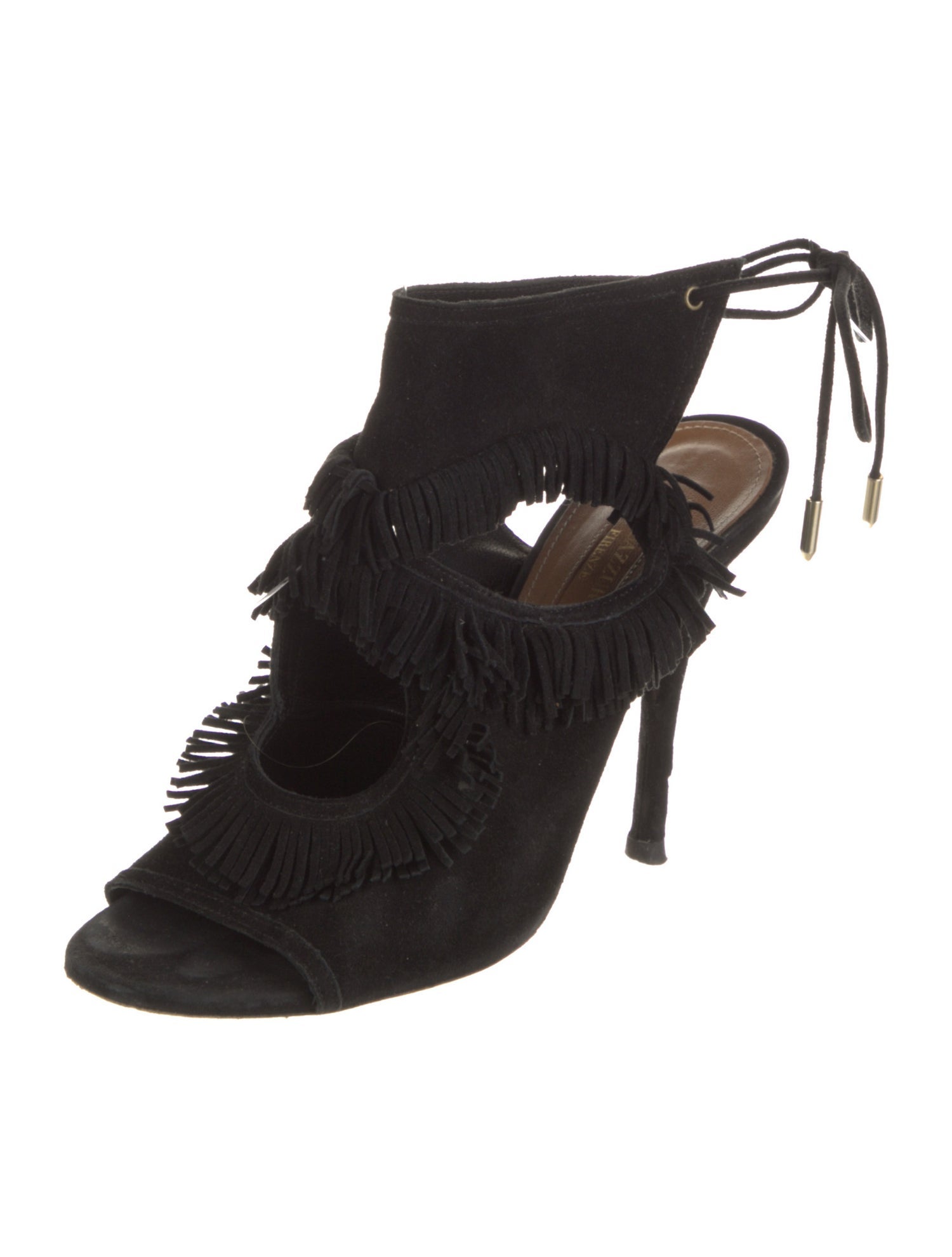 Aquazzura Suede Fringe Trim Accent Sandals