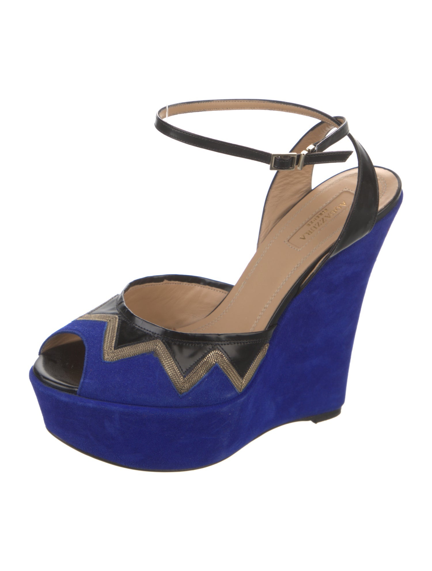 Aquazzura Suede Colorblock Pattern Sandals