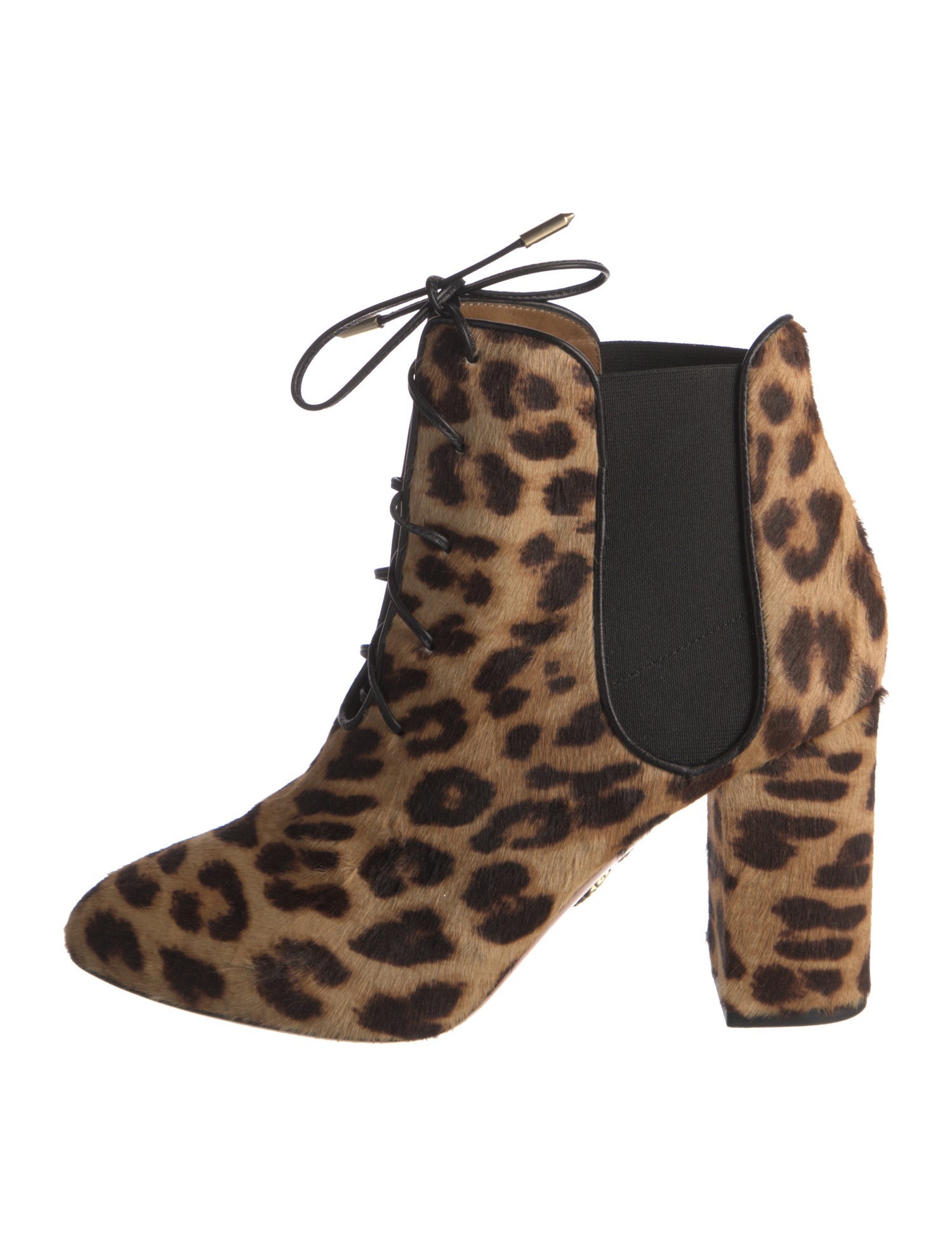Aquazzura Ponyhair Animal Print Lace-Up Boots