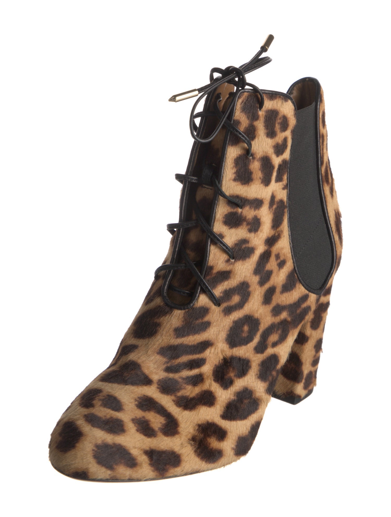 Aquazzura Ponyhair Animal Print Lace-Up Boots