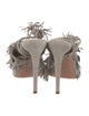Aquazzura Suede Fringe Trim Accent T-Strap Sandals