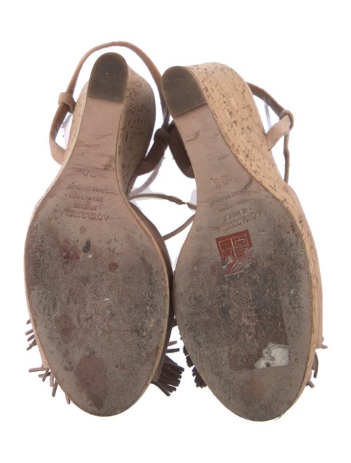 Aquazzura Suede Fringe Trim Accent Slingback Sandals