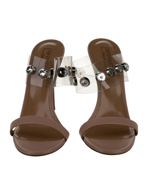 Aquazzura Leather Crystal Embellishments Slides