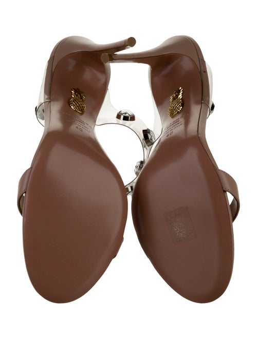 Aquazzura Leather Crystal Embellishments Slides