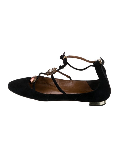 Aquazzura Suede Crystal Embellishments Flats