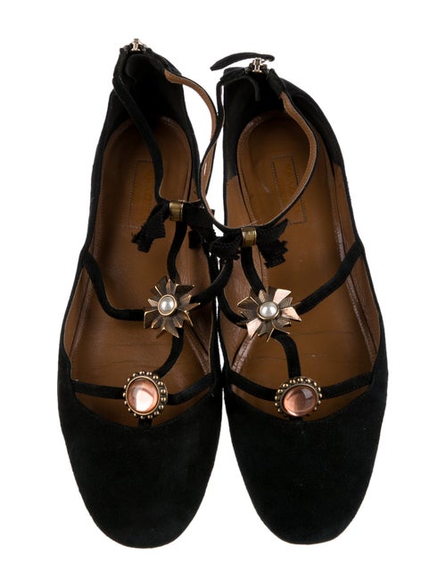 Aquazzura Suede Crystal Embellishments Flats