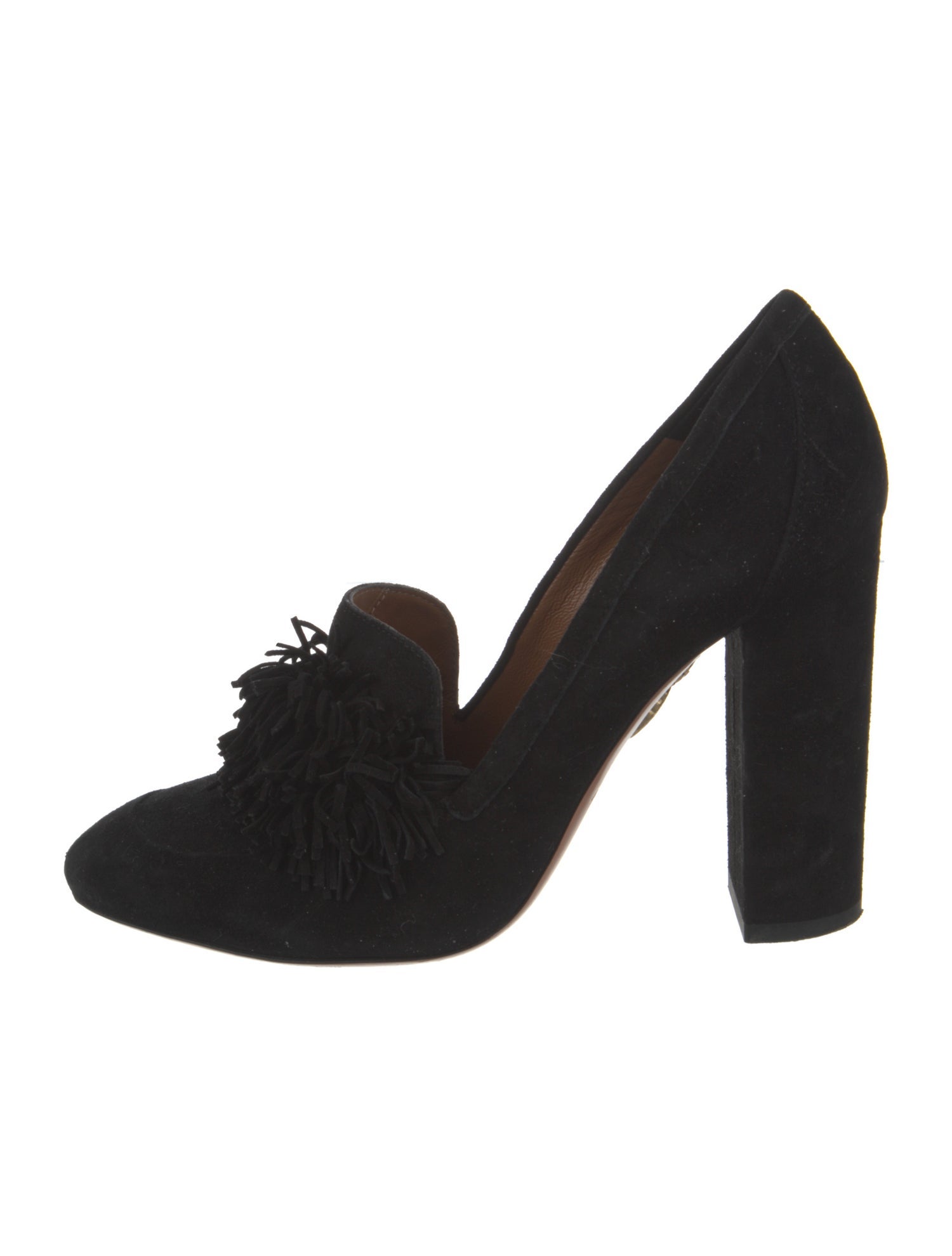 Aquazzura Suede Fringe Trim Accent Pumps