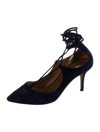Aquazzura Suede T-Strap Pumps