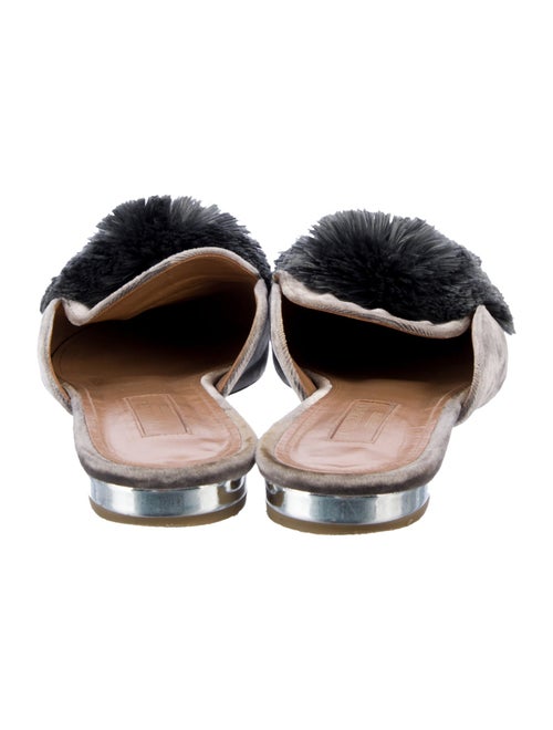 Aquazzura Velvet Pom-Pom Embellishments Mules