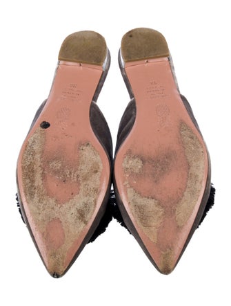 Aquazzura Velvet Pom-Pom Embellishments Mules