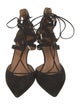 Aquazzura Suede Cutout Accent T-Strap Pumps