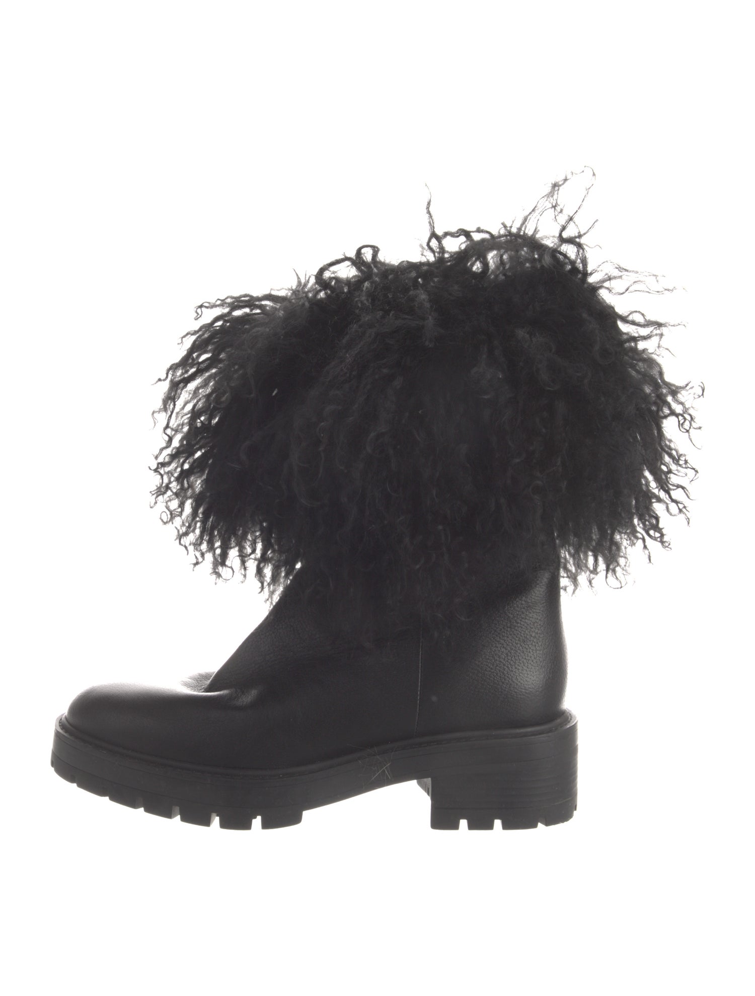 Aquazzura Leather Fur Trim Snow Boots