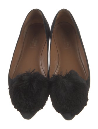 Aquazzura Suede Floral Print Flats