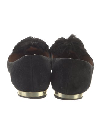 Aquazzura Suede Floral Print Flats