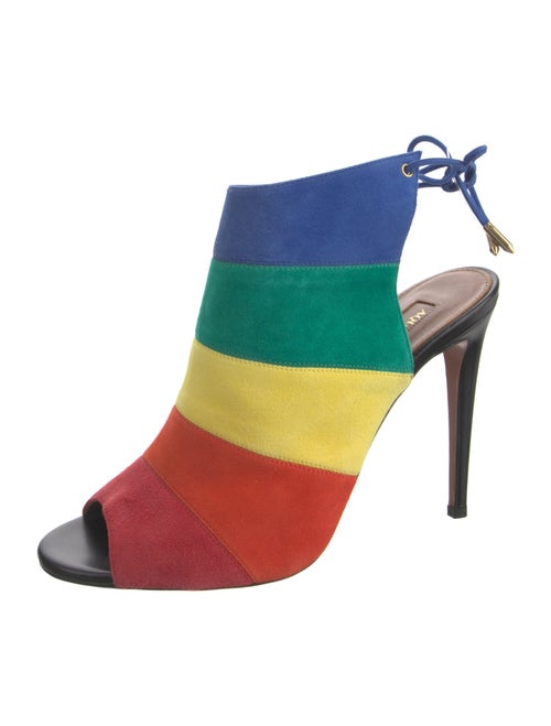 Aquazzura Suede Colorblock Pattern Sandals