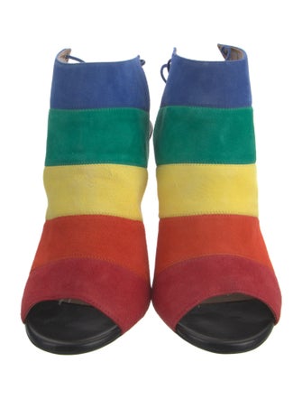 Aquazzura Suede Colorblock Pattern Sandals