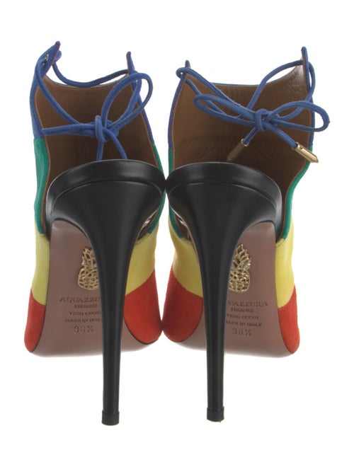 Aquazzura Suede Colorblock Pattern Sandals