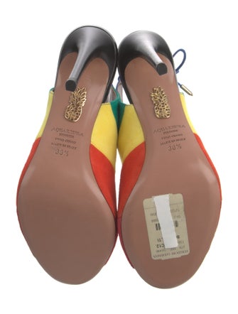 Aquazzura Suede Colorblock Pattern Sandals
