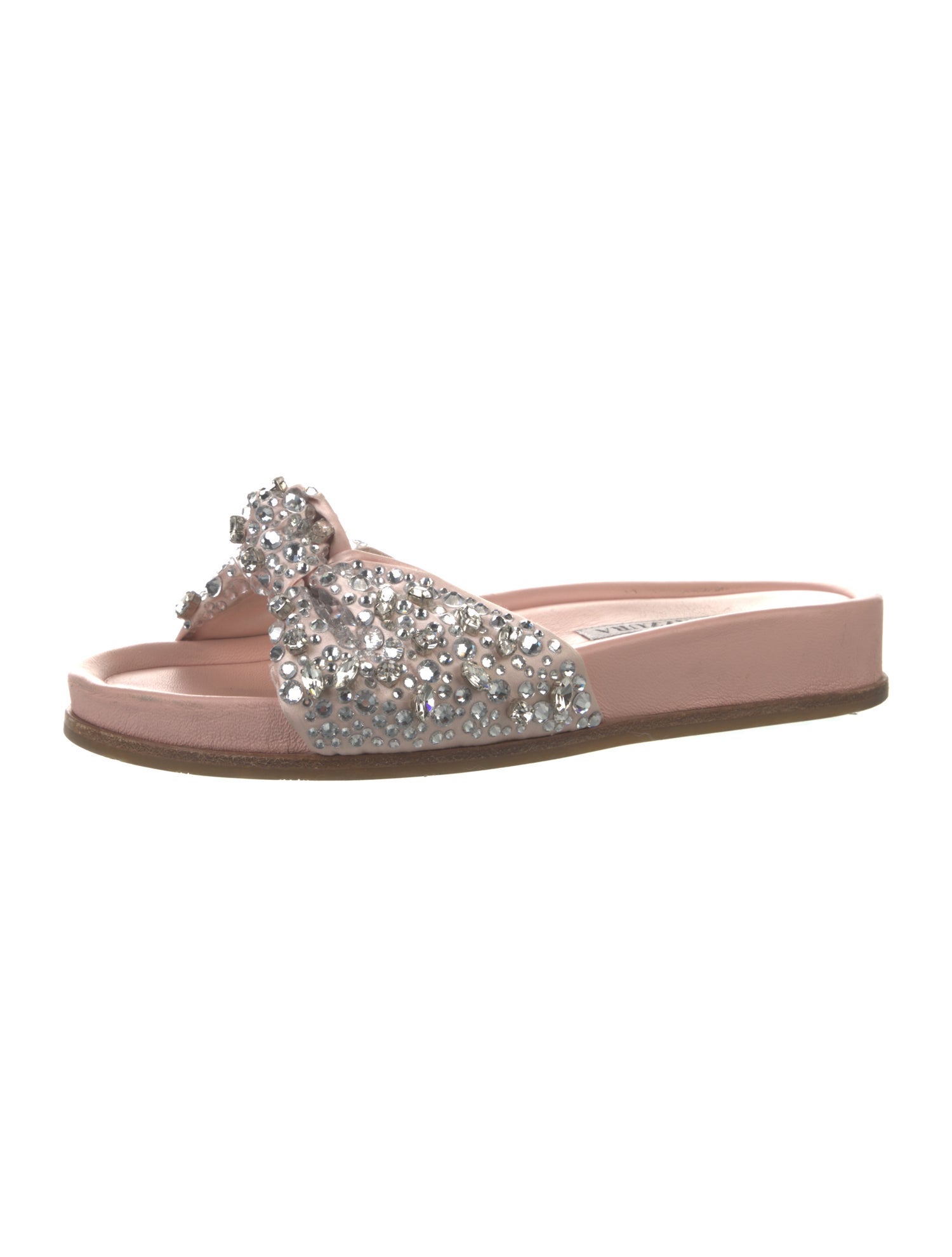 Aquazzura Satin Crystal Embellishments Slides
