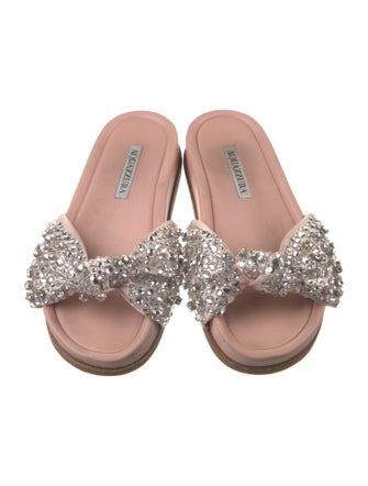 Aquazzura Satin Crystal Embellishments Slides